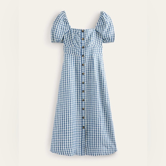 Boden Square Neck 100% Linen Midi Dress Size US 12 - Picture 2 of 11